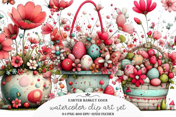 Download Whimsical Easter Basket Eggs Clipart - Easter basket eggs Collection
