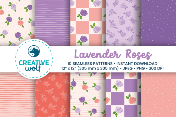 Download Lavender Roses Spring Seamless Patterns - Spring Collection