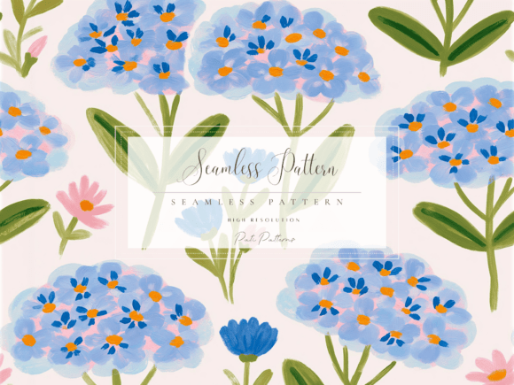 Download Blue Hydrangea Seamless Pattern PNG for Kids &amp; Spring Crafts - Spring Collection