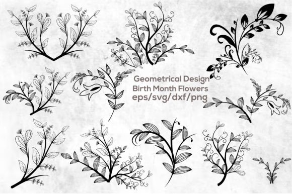 Download Geometrical Design Birth Month Flowers - Geometrical Collection