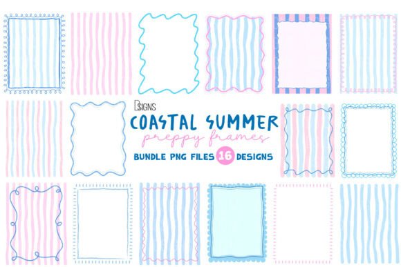 Download Summer Preppy Hand Drawn Frames Bundle - Frame Collection